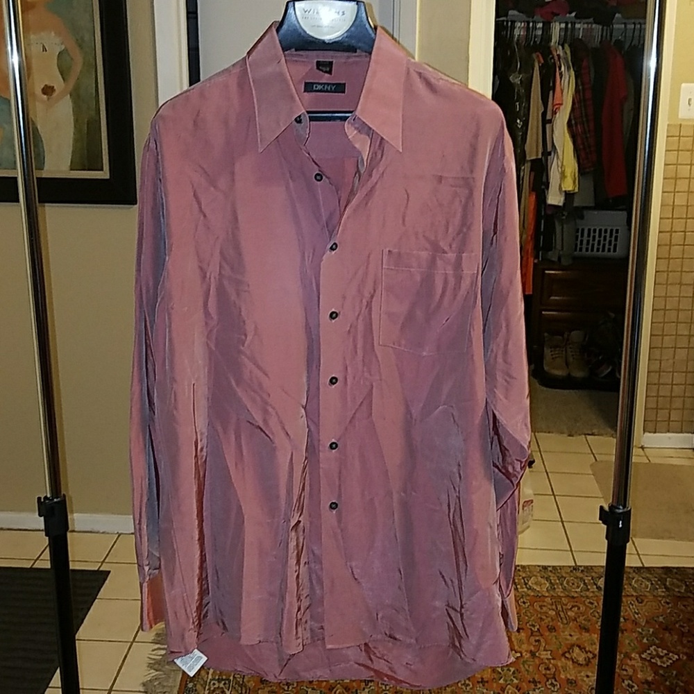 DKNY 50/50 Rayon/Polyester shiny shirt
